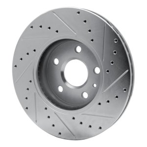 Cadillac CTS Brake Rotor (1) - Front Left - R1 Concepts - Drilled & Slotted - Silver - `08-`14